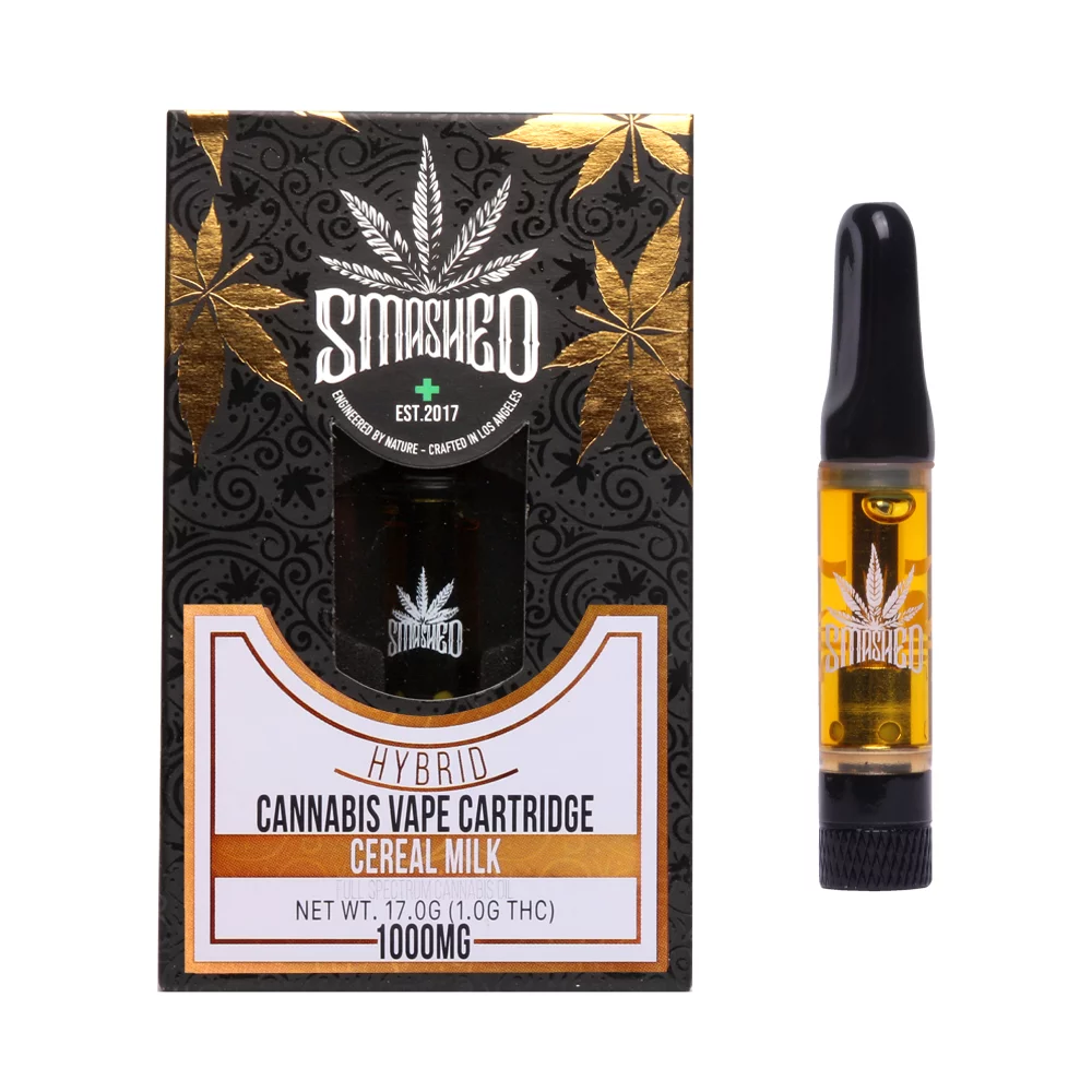 smashed_cannabis_vape_cartridge_cereal_milk Cereal Milk Cart delivers a sweet, creamy flavor with smooth hits and balanced effects. Perfect for a tasty vaping experience that relaxes the body and uplifts the mind