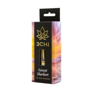 Buy Sunset Sherbet strain cartridge – fruity honey flavor, euphoric uplift, and relaxing body effects. Perfect for stress, pain, and mood relief